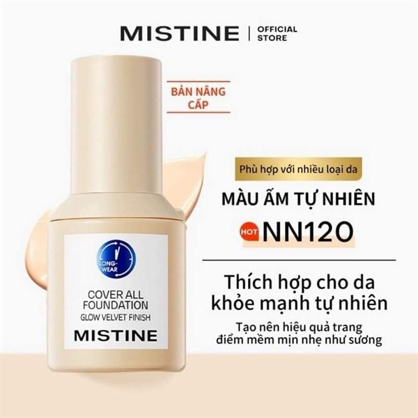 kem nền da khô Mistine cover all foundation #NN120 da ấm tự nhiên