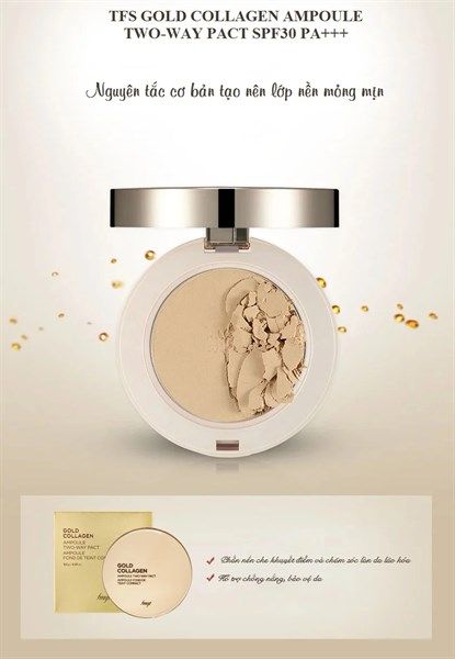 Phấn nền The Face Shop gold collagen ampoule two-way pact