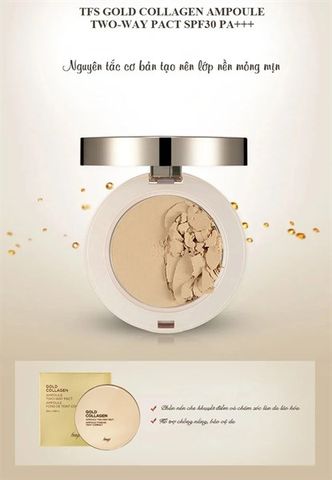 Phấn nền The Face Shop gold collagen ampoule two-way pact