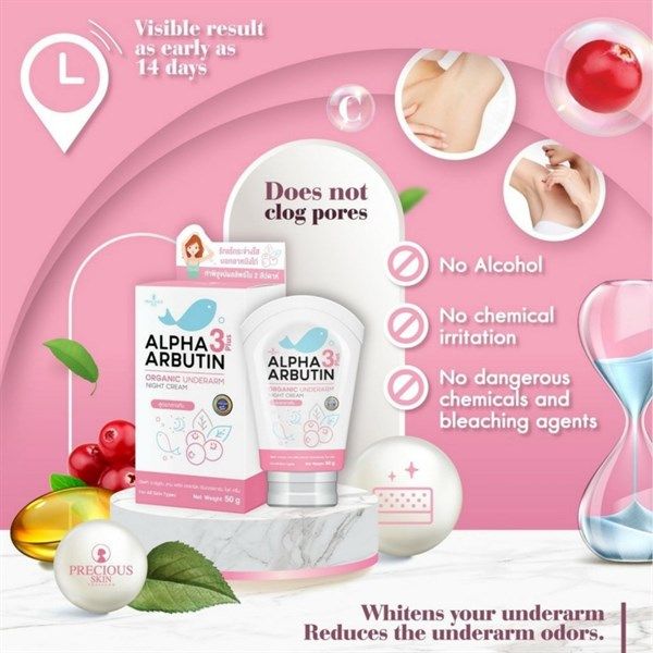Kem Dưỡng Trắng Giảm Thâm Nách Precious Skin Alpha Arbutin Organic Underarm Whitening Cream 50g Chính Hãng Thái Lan 50g