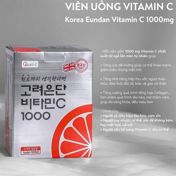 Viên uống Vitamin C 1000mg nội địa Hàn Korea Eundan 120 viên