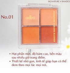 Phấn Má Hồng Odbo Signature 4 Shades Blusher #01