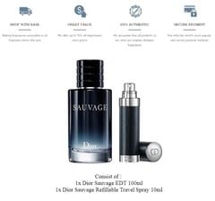 Bộ Dior Sauvage EDP 100ml + Travel Spray 10ml