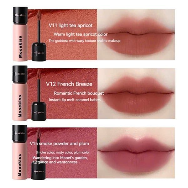 Son Môi Mooekiss velvet lip mud Chất Nhung Lì Lâu Trôi #V06