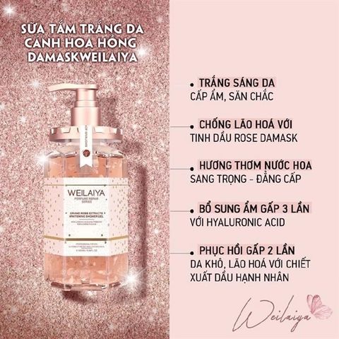 Sữa tắm dưỡng trắng da cánh hoa hồng Damask Weilaiya Grand Rose Extracts