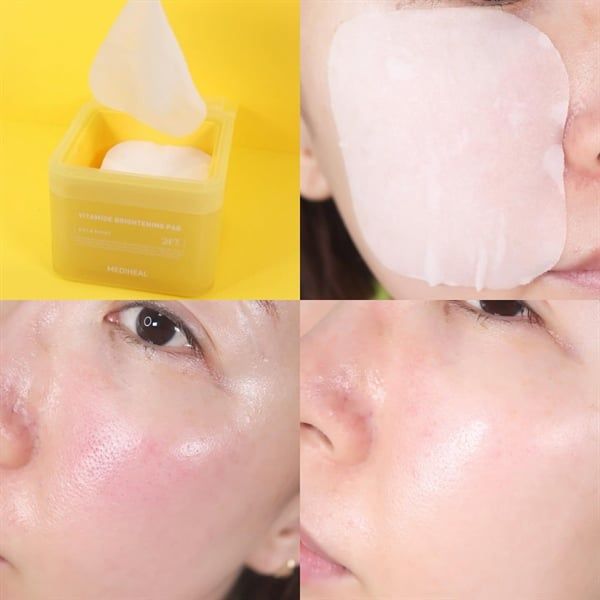 Toner Pad Mediheal làm sáng và đều màu da vitamide brightening Blemish Pad 100 Miếng