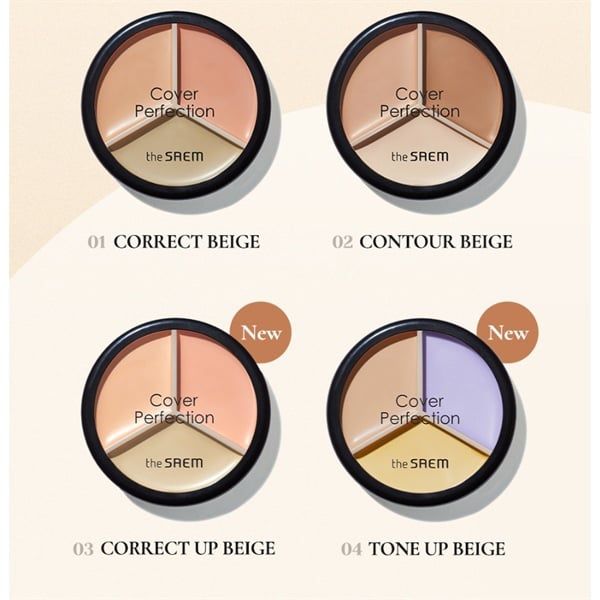 Bảng Triệt Sắc 3 ô The Saem Cover Perfection Triple Pot Concealer #03