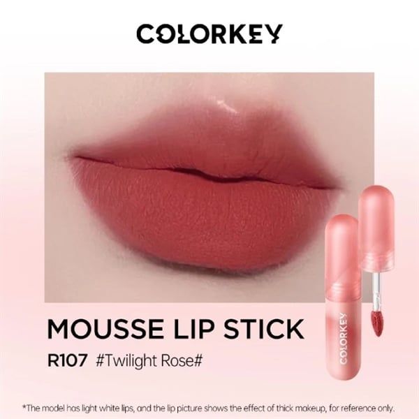 son kem lì Colorkey Mousse Lip Mud Matte Nhung Mờ R107-đỏ hồng