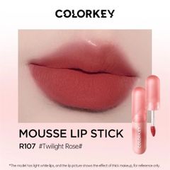 son kem lì Colorkey Mousse Lip Mud Matte Nhung Mờ R107-đỏ hồng
