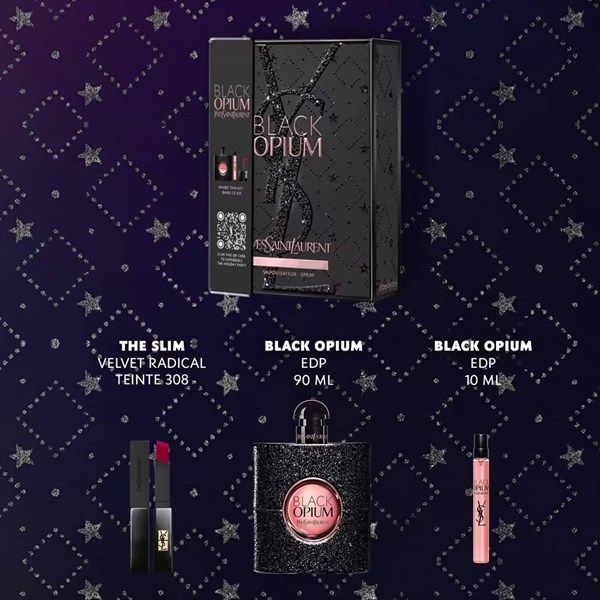 Set Nước Hoa YSL Black Opium Holiday Party Kit (90ML + 10ML + Son YSL Slim 308)