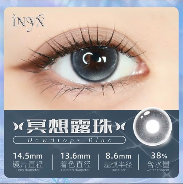 Kính áp tròng INYX 冥想露珠 dewdrops blue DIA 14.2mm Contact lens 6th