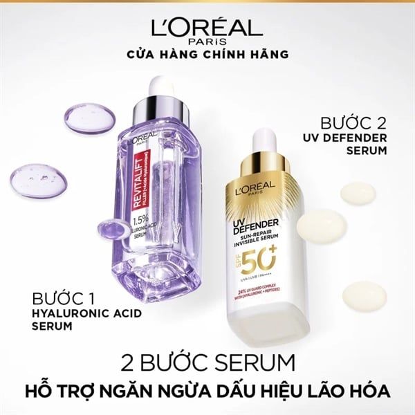 Serum Chống Nắng L'oreal Phổ Rộng, Mỏng Nhẹ, Hỗ Trợ Cải Thiện Da UV Defender Sun-Repair Invisible Serum SPF