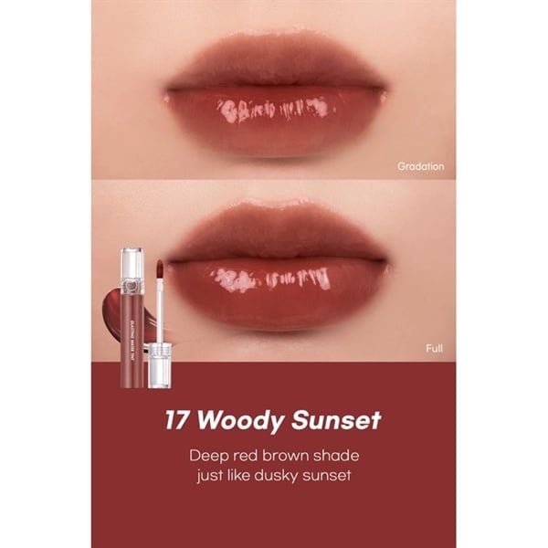 Son tint bóng ROMAND GLASTING water tint #17 woody sunset nâu đất
