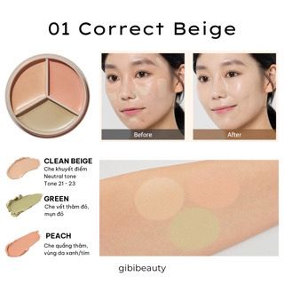 Bảng Triệt Sắc 3 ô The Saem Cover Perfection Triple Pot Concealer #01