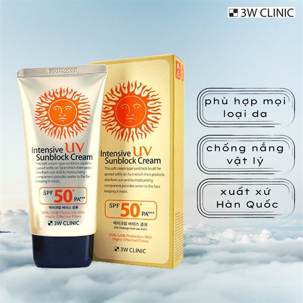 Kem Chống Nắng 3W Clinic Dành Cho Mọi Loại Da SPF50 PA+++ 70ml