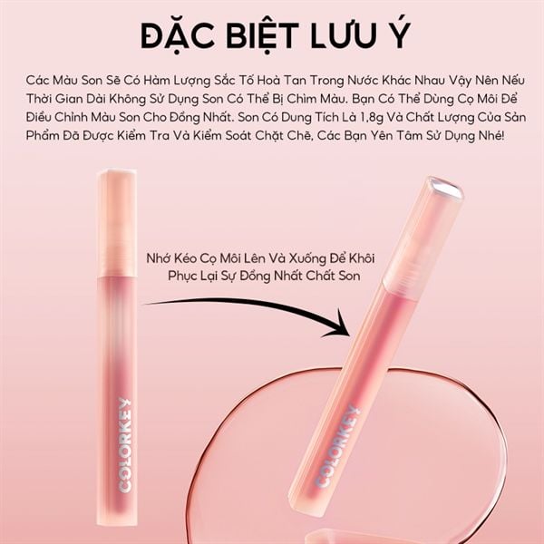 Son Kem Lì Colorkey soft Matte water tint #O308-Đỏ Cam Đất