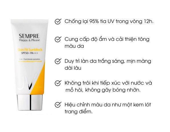 KEM CHỐNG NẮNG GEO LAMY SEMPRE HAPPY & PLEASE SKIN FIT SUNBLOCK SPF50+/PA++++ 50ML