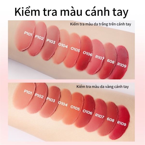 son kem lì Colorkey Mousse Lip Mud Matte Nhung Mờ R107-đỏ hồng