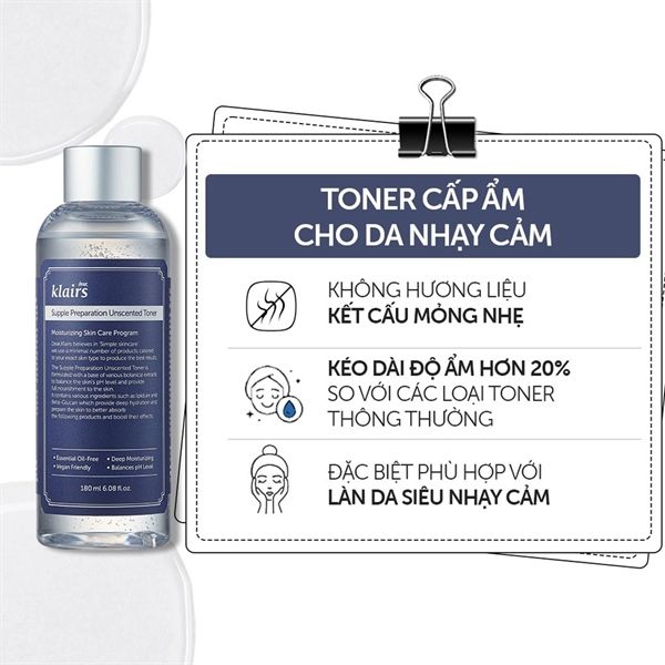 Nước hoa hồng không mùi Supple Preparation Facial Toner Klairs 180ml