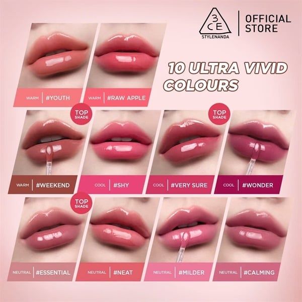 Son 3CE Tint Bóng 3CE Drop Glow Gel #Vesy sure