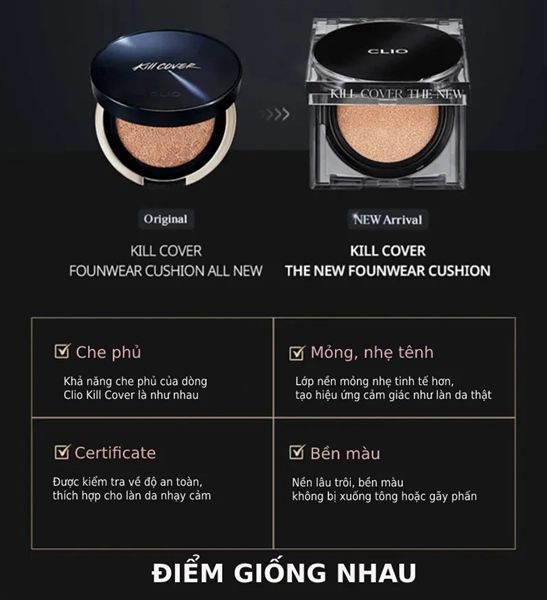 Phấn Nước Clio Kill Cover the new power Cushion SPF50+ PA++++ 15g