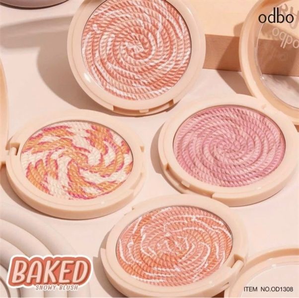 phấn bắt sáng Odbo baked snowy blush #02