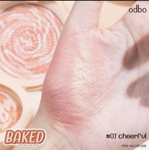 phấn bắt sáng Odbo baked snowy blush #02