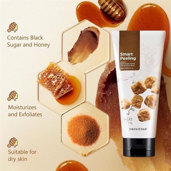 Tẩy tế bào da chết mật ong đường đen Smart Peeling Honey Black Sugar Scrub (120ml)