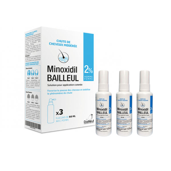 Dung dịch xịt tóc Minoxidil 2% Bailleul điều trị rụng tóc , hói (60ml)