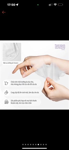 mặt nạ giấy trong suốt giúp ẩm và chống lão hoá da tenzero -lựu