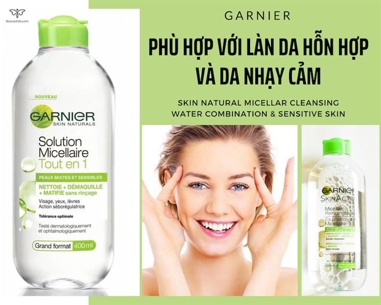 Nước Tẩy Trang Garnier xanh lá da dầu và da hỗn hợp