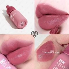 Son kem lì Peripera Ink Velvet 28 Mauveful Nude 4g - Màu Hồng Tím