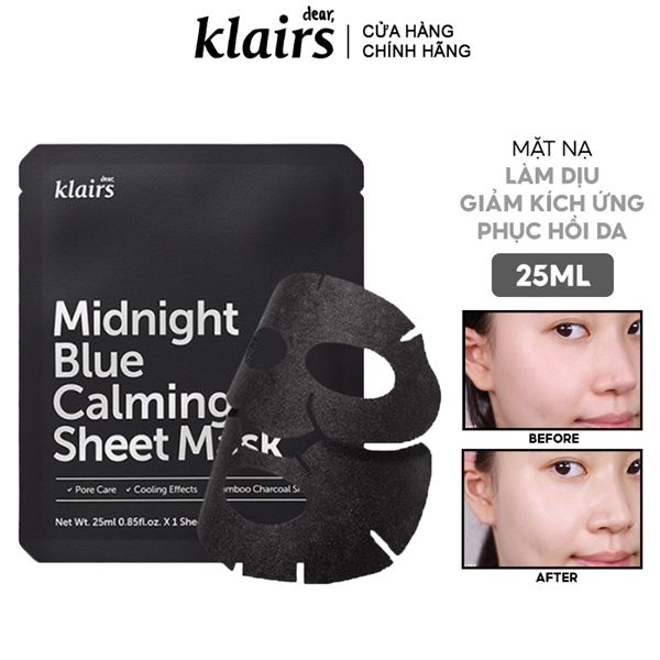 Mặt nạ giấy Klairs Midnight Blue Calming Sheet Mask miếng