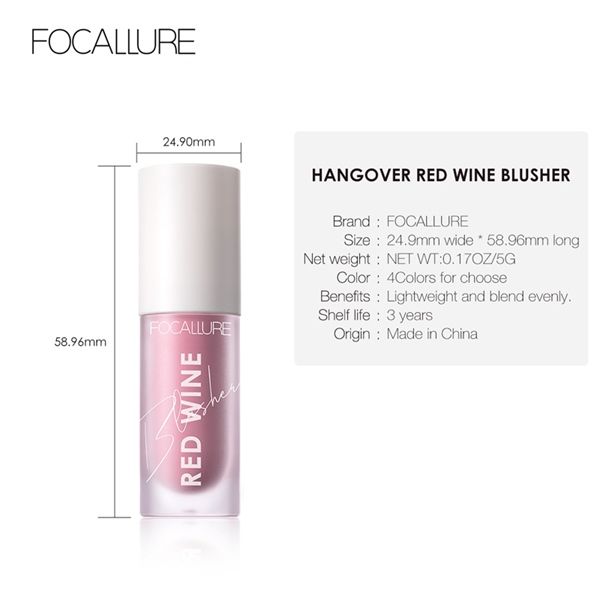 Má hồng dạng kem FOCALLURE Hangover Red Wine #03-cam nude