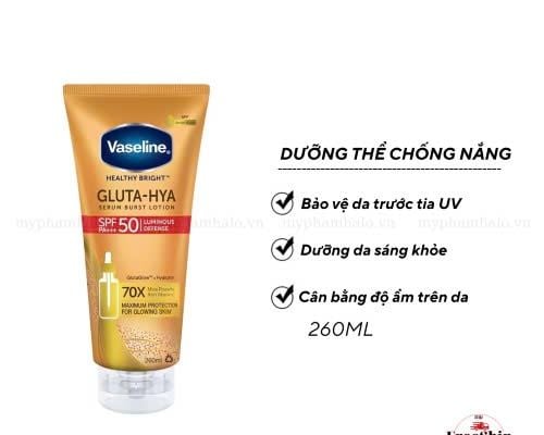 Dưỡng thể chống nắng Vaseline 70x Gluta-HYA 300ml
