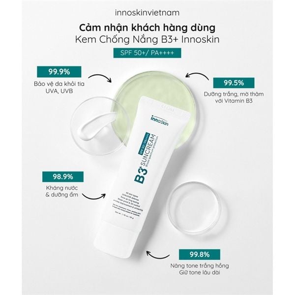 Kem chống nắng b3 innoskin chống nắng kiềm dầu suốt 24h