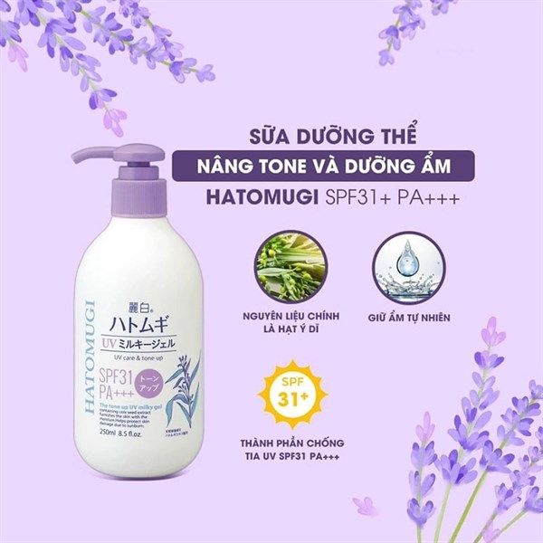 Sữa Dưỡng Thể Hatomugi Nâng Tông Da, Chống Nắng 250ml
