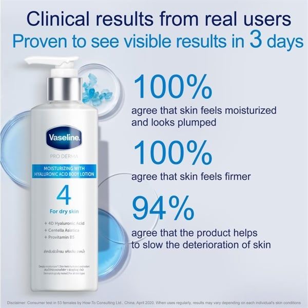 duỡng thể Vaseline Pro Derma 4 Hyaluronic Acid 250ml