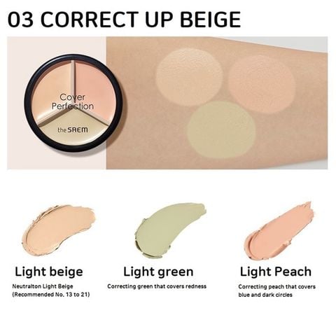 Bảng Triệt Sắc 3 ô The Saem Cover Perfection Triple Pot Concealer #03