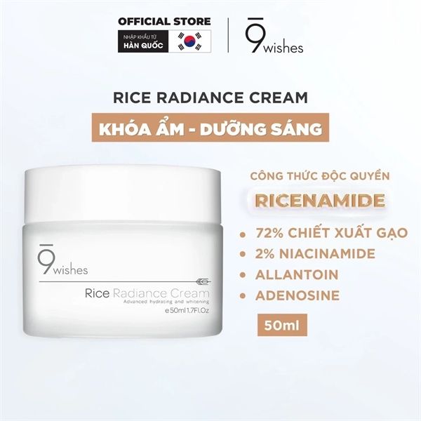 Kem cấp ẩm và làm sáng da 9 Wishes Rice Radiance Cream 50ml