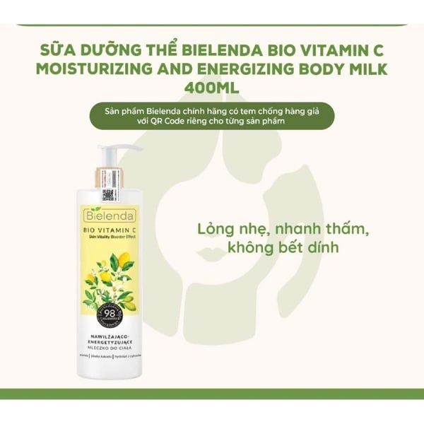 Sữa Dưỡng Thể Hỗ Trợ Trắng Da Bielenda Bio Vitamin C Moisturizing And Toning Body Milk