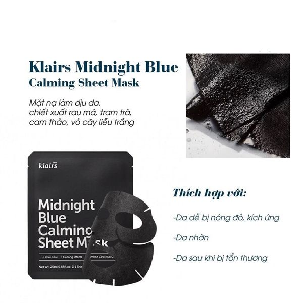 Mặt nạ giấy Klairs Midnight Blue Calming Sheet Mask miếng
