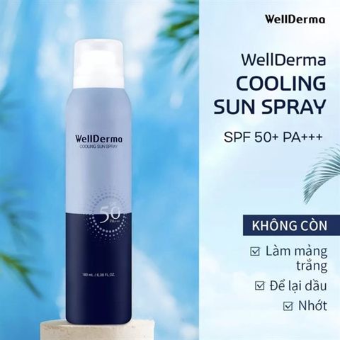 Chống Nắng Dạng Xịt Chống Trôi, Giảm Nhiệt, Làm Mát Da WellDerma G PLus Cooling Sun Spray SPF 50 PA+++ ( Mẫu Mới )