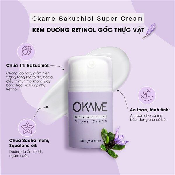 Kem Dưỡng Chống Lão Hoá, Săn Chắc Da Okame 1% Bakuchiol Super Cream 40ml