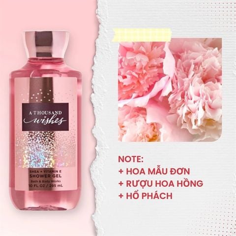 Sữa Tắm Bath & Body Works A Thousand Wishes Hương Hoa Mẫu Đơn Ngọt Ngào