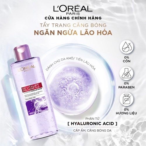 Nước Tẩy Trang Làm Sạch Và Siêu Cấp Ẩm L'oreal Revitalift Hyaluronic Acid Hydrating Micellar Water