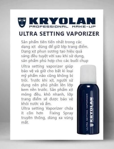 Xịt khóa makeup kryolan professional fixing spray 300ml