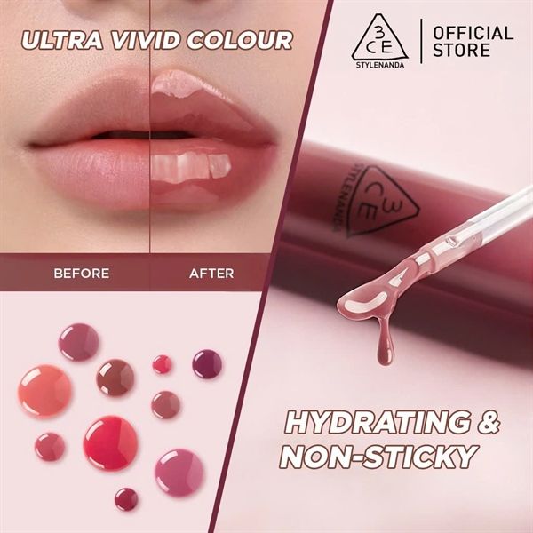Son 3CE Tint Bóng 3CE Drop Glow Gel #Vesy sure