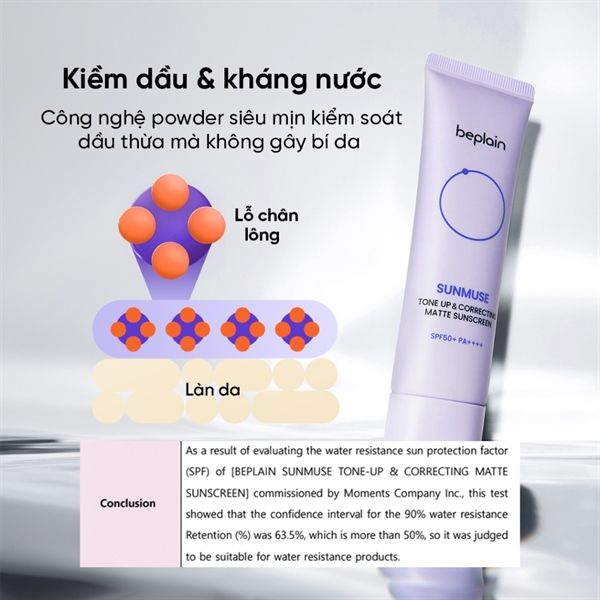 Kem Chống Nắng Nâng Tone & Hiệu Chỉnh Da Beplain Sunmuse da dầu