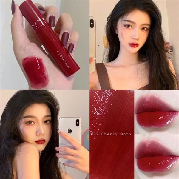 Son tint bóng Romand juicy lasting tint - màu 12 cherry borm